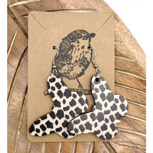 Butterfly Wooden Cheetah Spotted Earrings